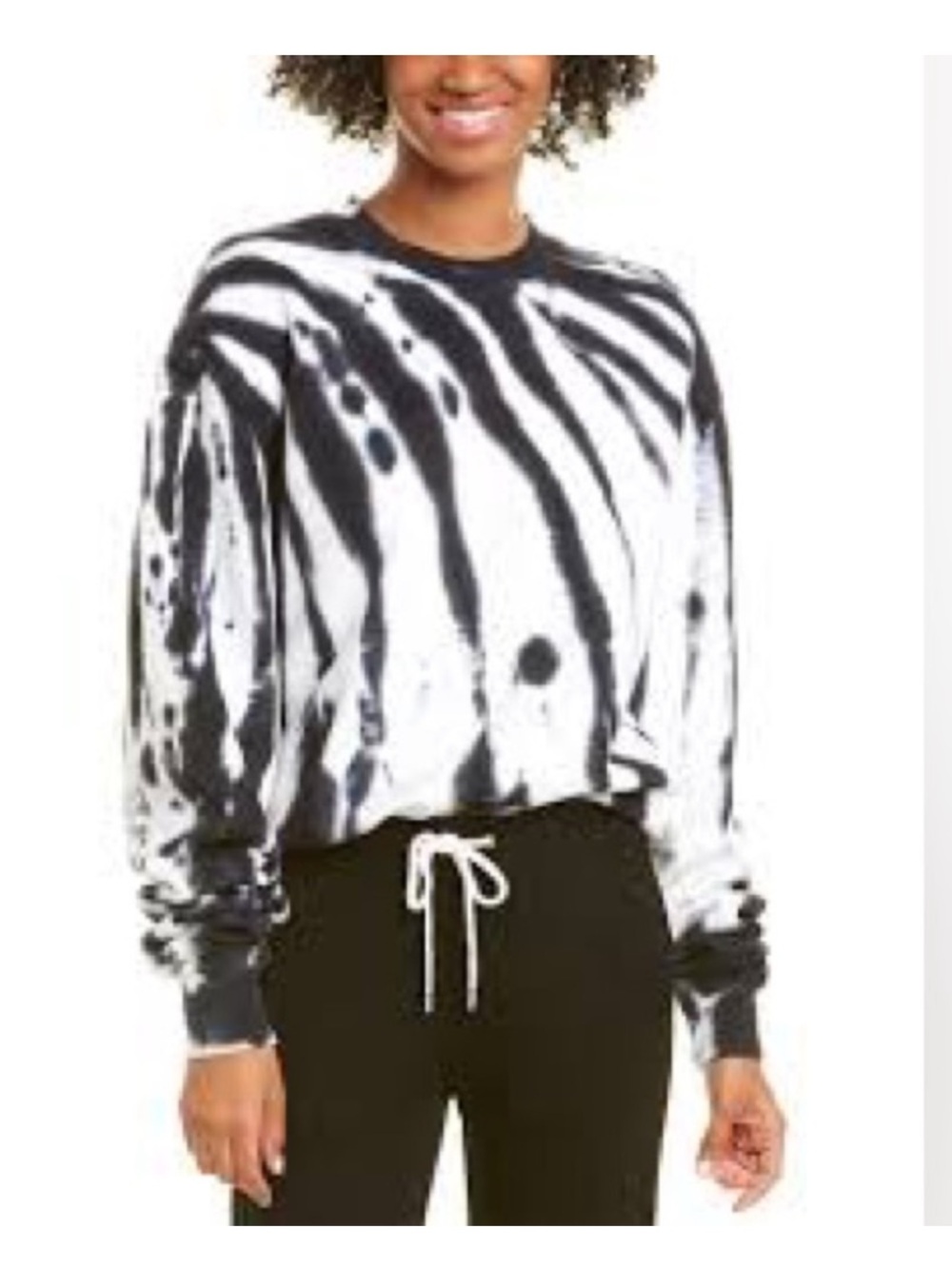 Good American Boyfirned Tie Dye Sweatshirt Black & White Size 1/Small